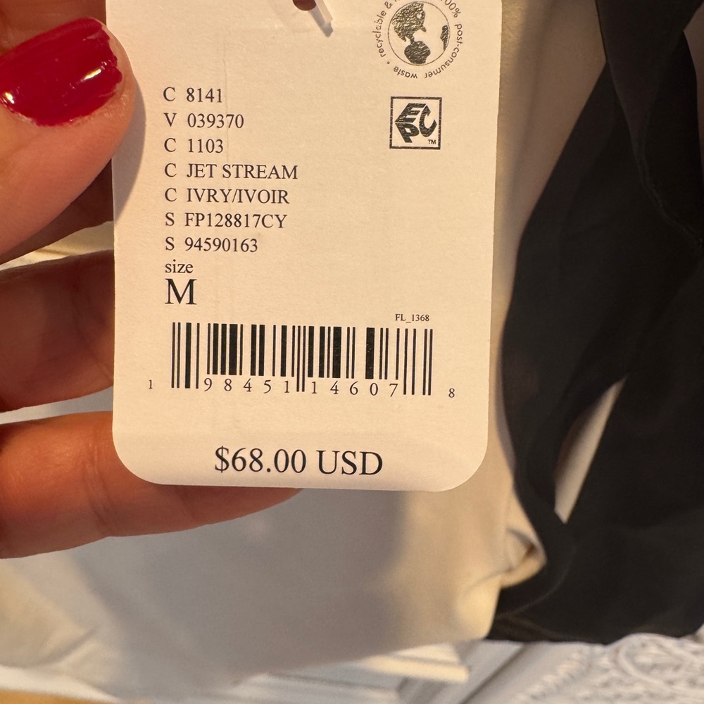 Free People Cream Blouse with Black Accents - Picture 3 of 3